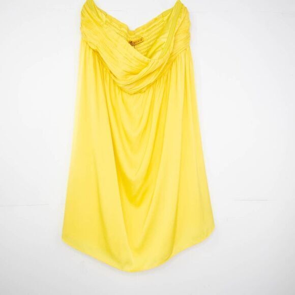 NEW‎ Alice + Olivia 100% Silk A-Line Mini Dress, Yellow, Large - Picture 3 of 14